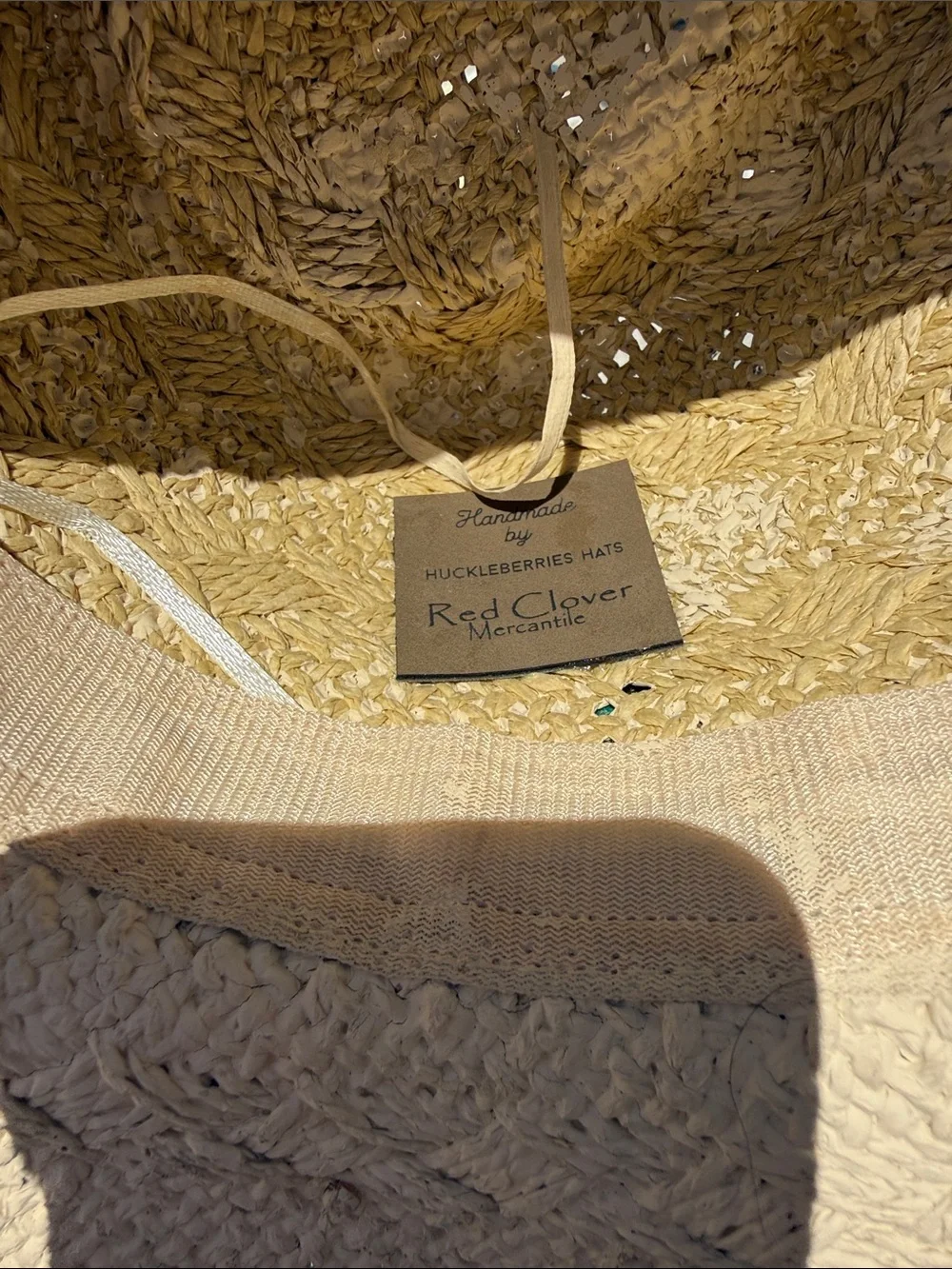 Custom straw cowboy hat w Peacock,feathers leather ,vintage cloth, card sheriff